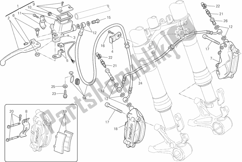 Todas as partes de Sistema De Freio Dianteiro do Ducati Monster 795 Thailand 2014